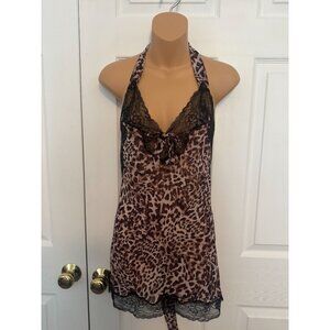 Adore Me Womens S Leopard Print and Lace Lingerie Chemise Negligee
